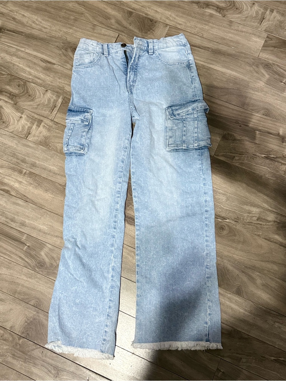 Light Wash Blue Cargo Jeans for kids
